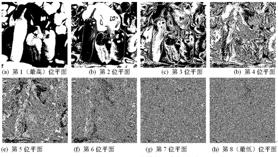 灰度图像8个位平面的二值图